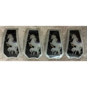 Vintage OK Lighting Unicorn Glass Panels For 3 Way Touch Lamp 4pc NEW